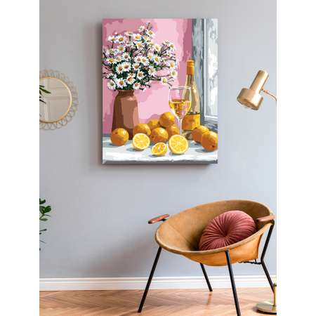 Картина по номерам Art on Canvas холст на деревянном подрамнике 40х50 см Ромашки и апельсины