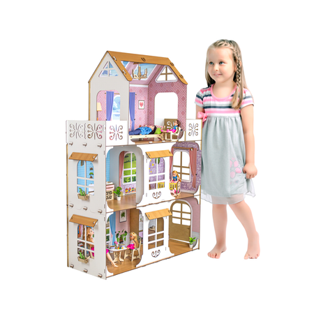 Кукольный домик M-WOOD Барбара премиум с мебелью