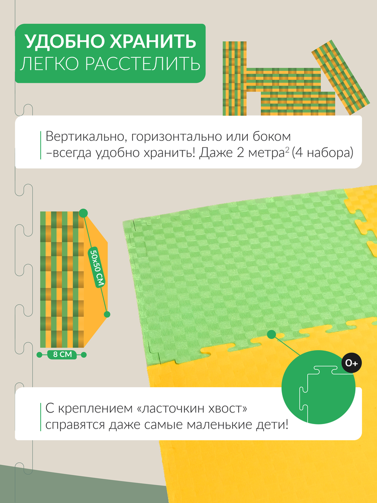 Детский коврик ЮНИФОМ зелено-желтый - фото 7