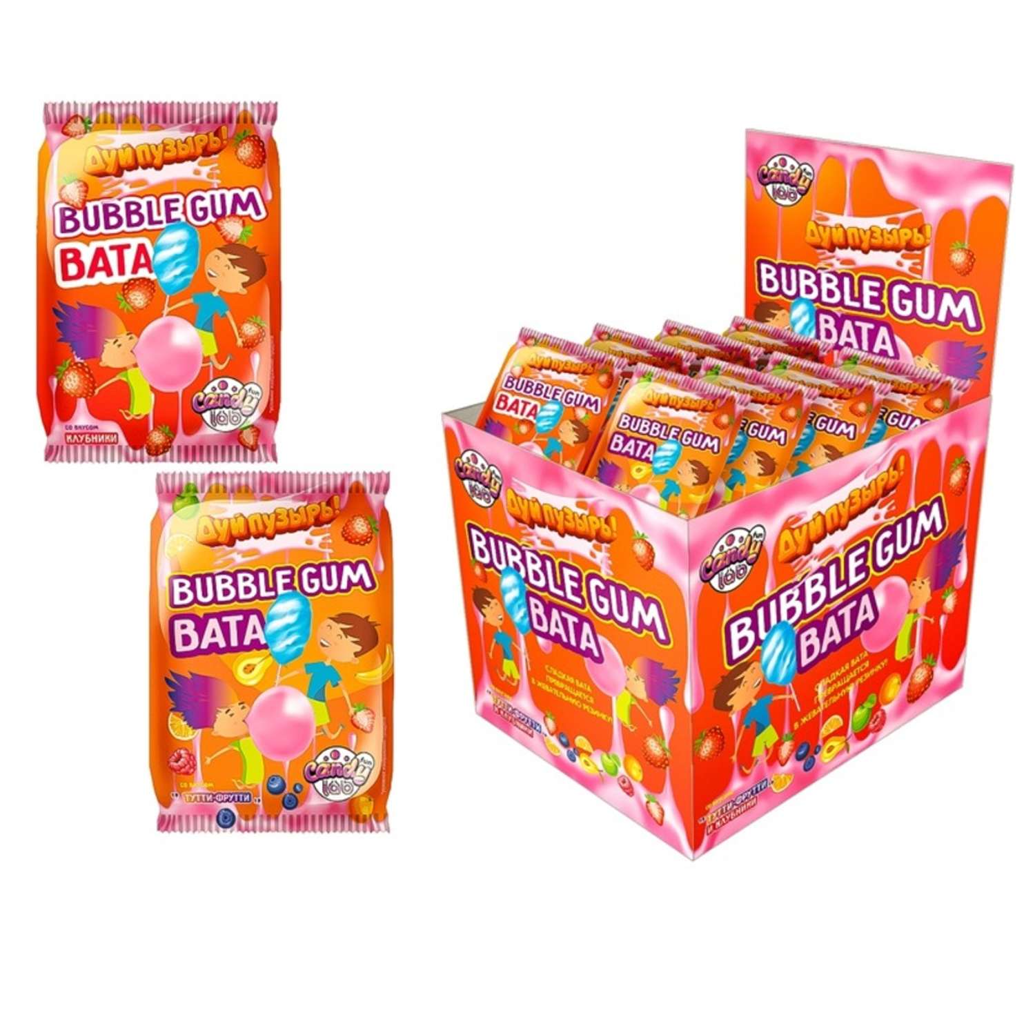 Жевательная резинка Fun Candy Lab ассорти вкусов Дуй пузырь! Bubble gum 24 шт по 5 грамм - фото 2