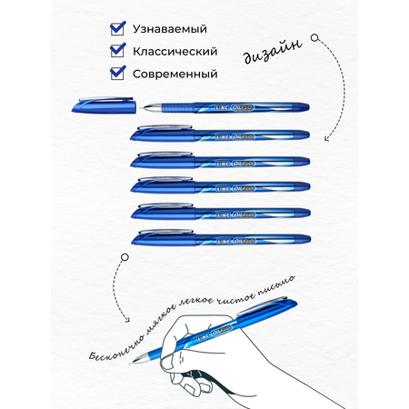 Ручки LINC шариковые OIL FLO синие масляные чернила 12 штук