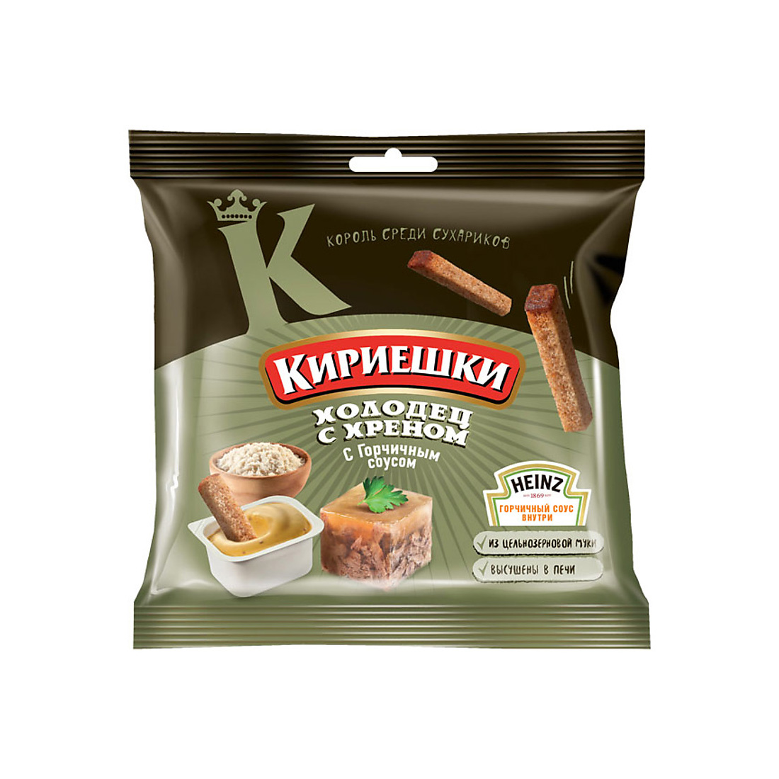 Сухарики KDV со вкусом холодца с хреном и горчичным соусом Heinz 85 г 8 шт - фото 1