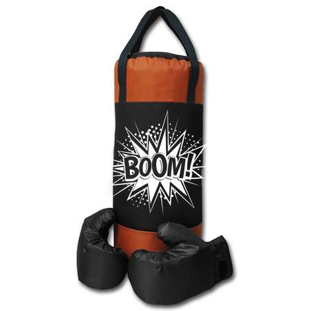 Детский набор для бокса Belon familia груша 50см х 20см с перчатками цвет черный-оранжевый Shock