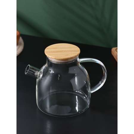 Заварочный чайник Sima-Land стеклянный с бамбуковой крышкой и металлическим фильтром BellaTenero «Эко» 1.2 л