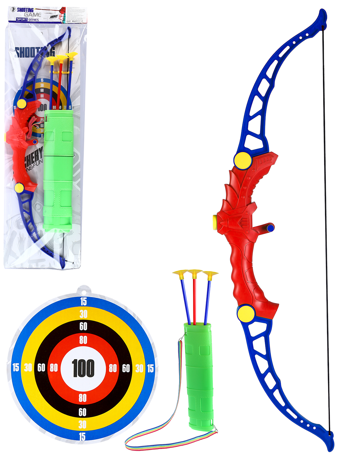 Игрушечное оружие ДЖАМБО Лук со стрелами 3 шт с присосками и мишенью - фото 6