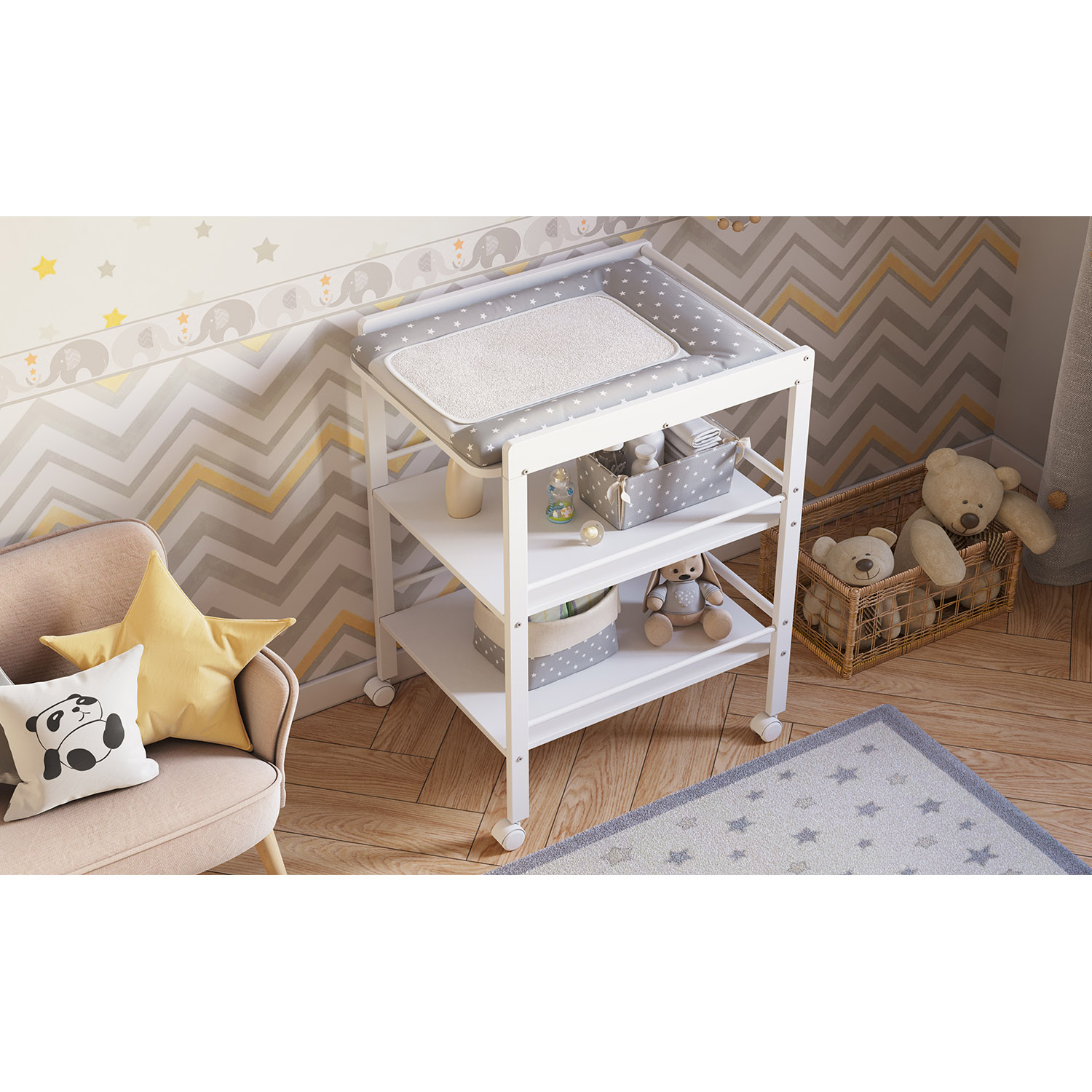 Пеленальный столик Polini kids Simple 1090 на колесиках - фото 13