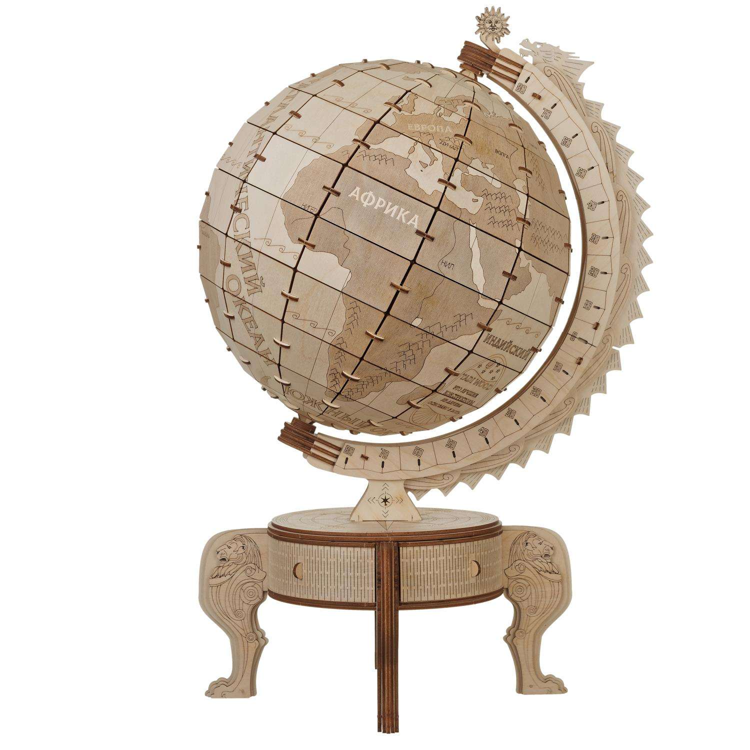 Сборная модель деревянная TADIWOOD Глобус большой 53 см. 383 детали - фото 1