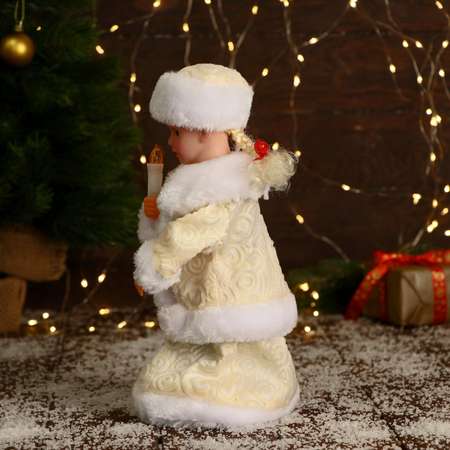 Снегурочка Зимнее волшебство «Пуговка ромбик» с подсветкой двигается 30 см бежевый