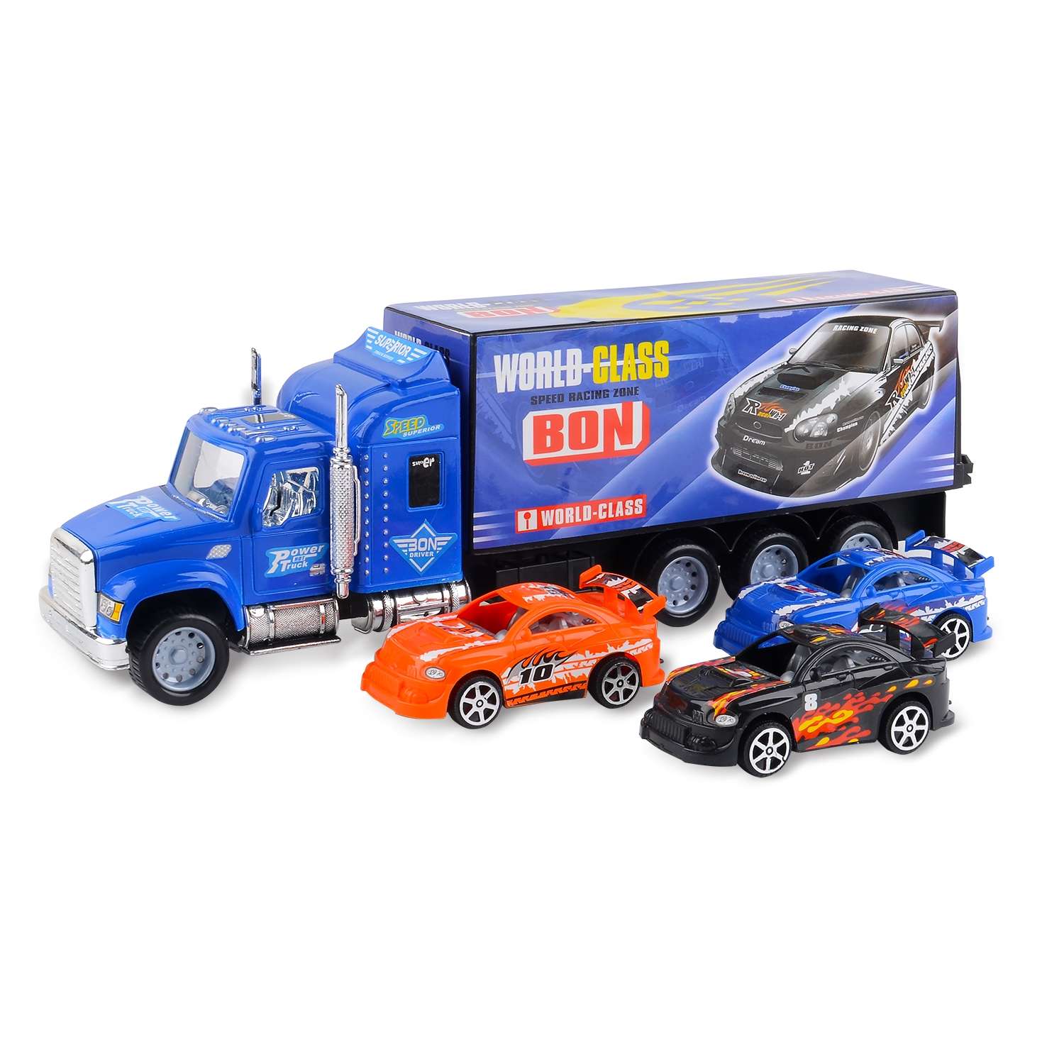 Набор машинок Handers 3 гоночные и грузовик синий HAC1613-125-1//синий - фото 1