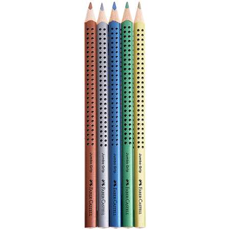 Карандаши цветные FABER CASTELL Jumbo Grip Metalliс 5 цветов трехгранные утолщенные