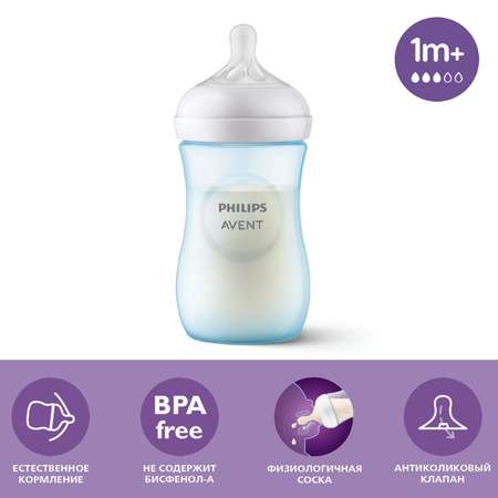 Бутылочка для кормления Philips Avent Natural Response 260мл с 1месяца Голубая SCY903/21