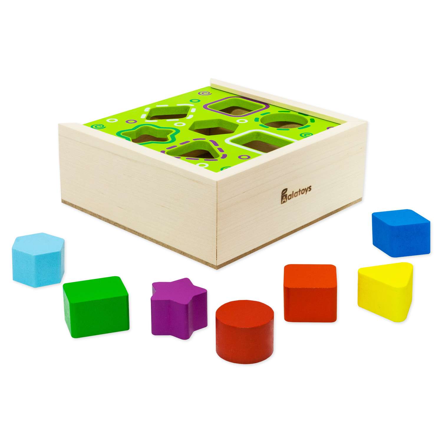Сортер ящик 7 фигур Alatoys развивающая деревянная игрушка Монтессори + гайд с играми - фото 14
