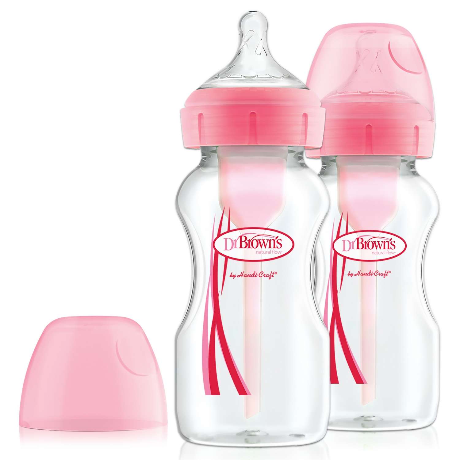 Набор бутылочек Dr Brown's Options+ антиколиковые широкое горлышко 270мл 2шт Розовый - фото 1