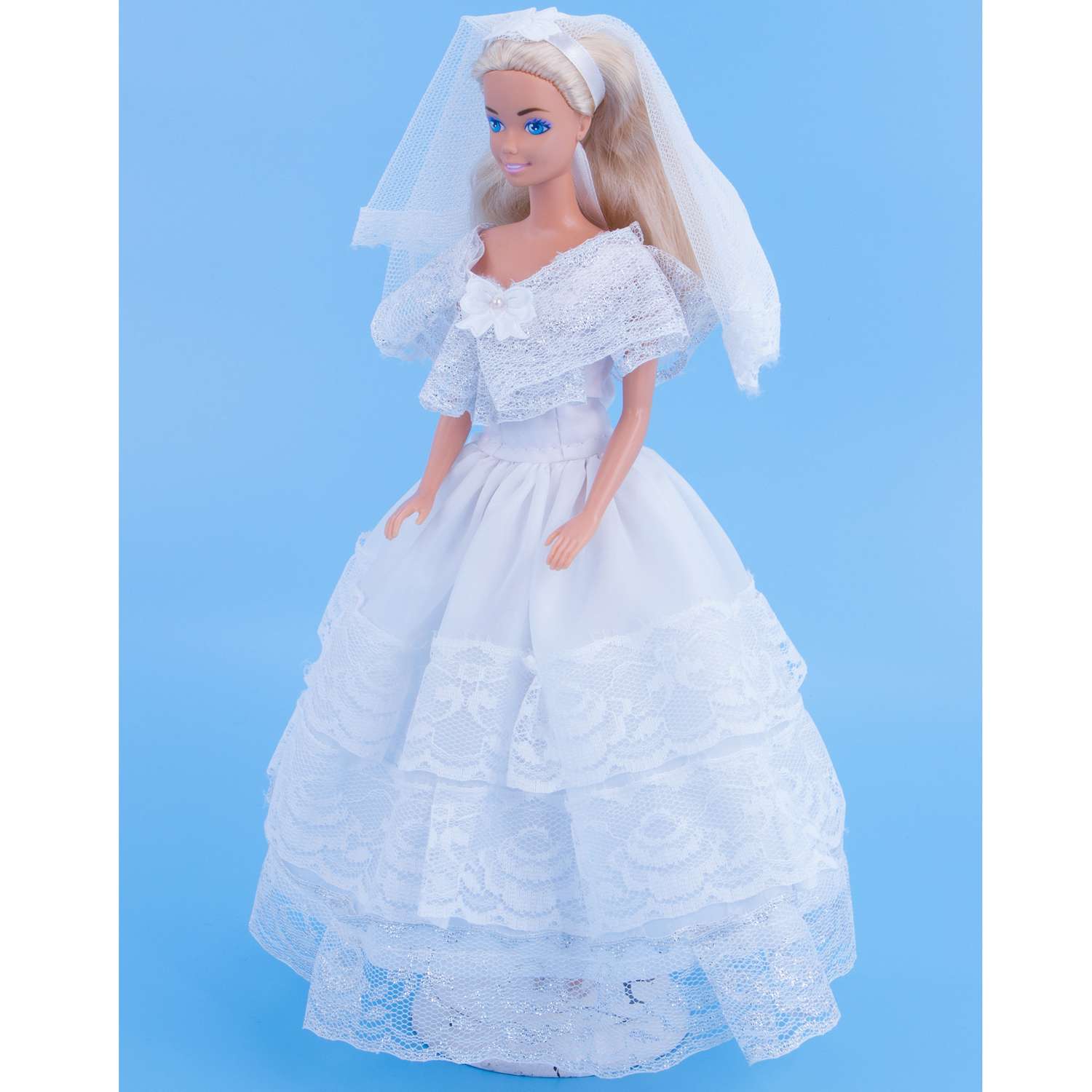 Одежда для кукол Модница 29 см Свадебное платье с фатой 1904 белый-серебро 1904белый&amp;серебро - фото 10