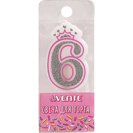 Свеча для торта deVENTE розовая принцесса 6