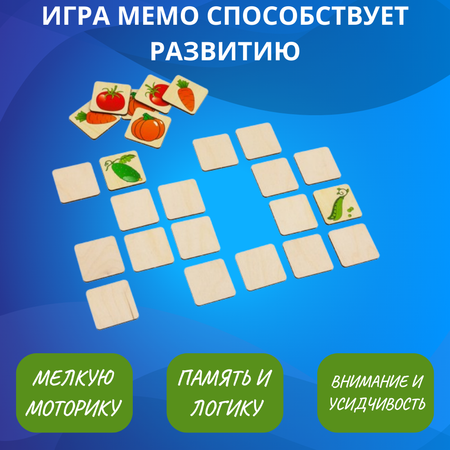 Игра настольная Мемори Alatoys Найди пару Овощи 24 фишки