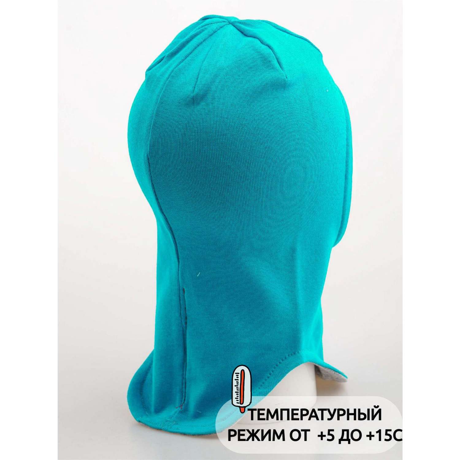 Шапка-шлем Prikinder U-A_221079 Цвет: Серый меланж/бирюзовый - фото 13