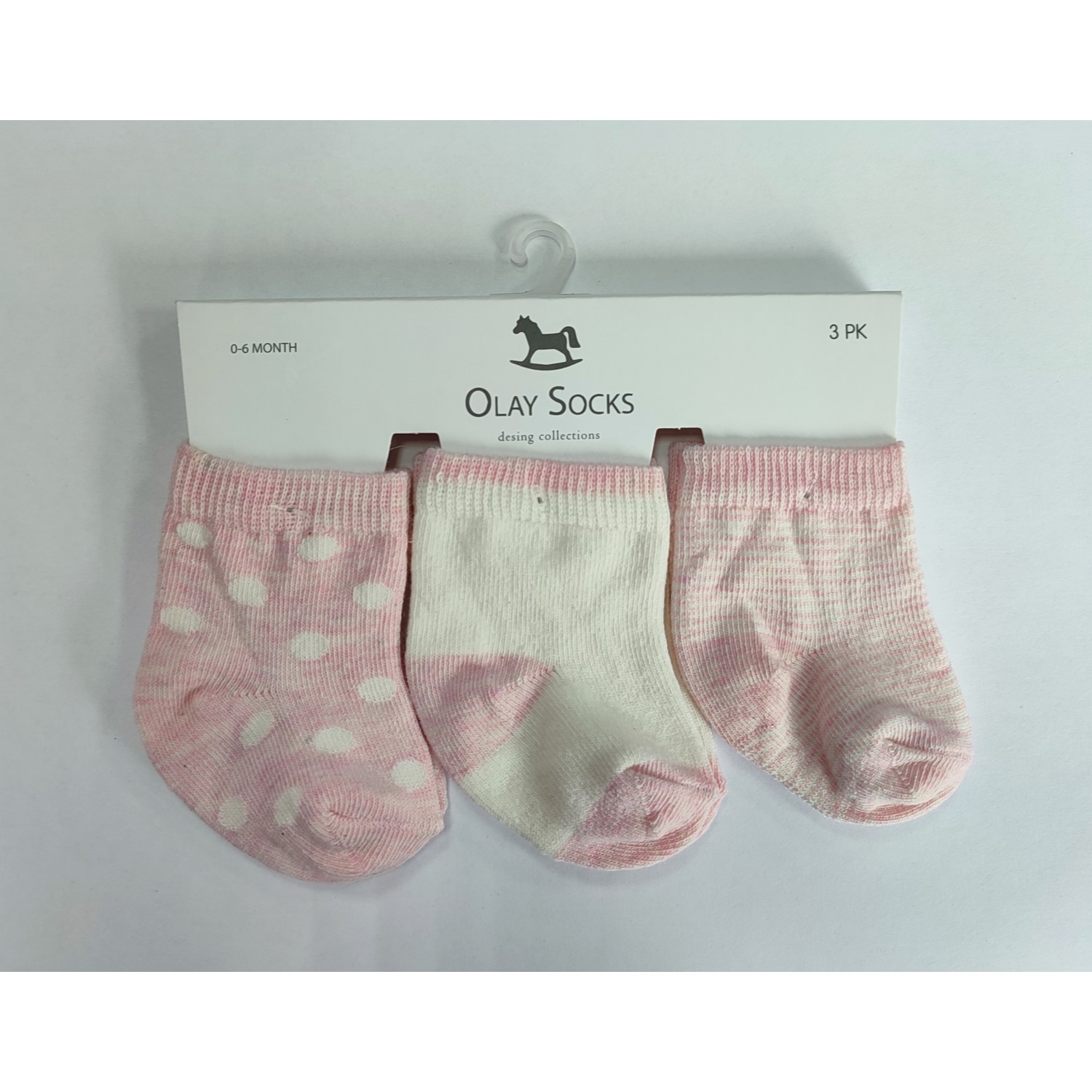 Носки 3 пары Olay Socks 02-MB0016-52/пудровый/молочный/горох/полоска - фото 1