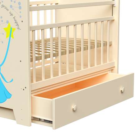 Детская кроватка ВДК Чудо прямоугольная, продольный маятник (слоновая кость)