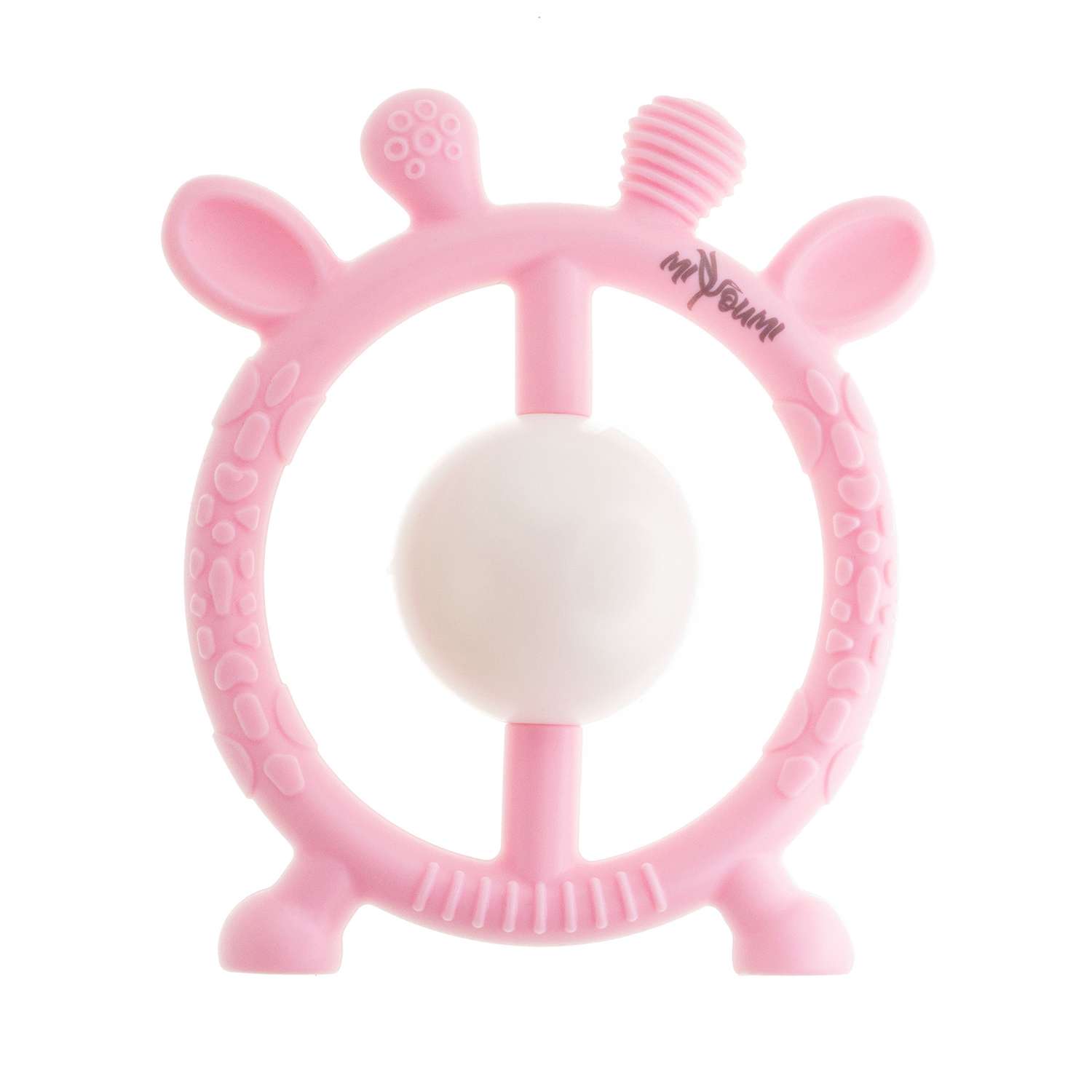 Погремушка-прорезыватель Miyoumi силиконовый Жирафик - Baby pink - фото 2