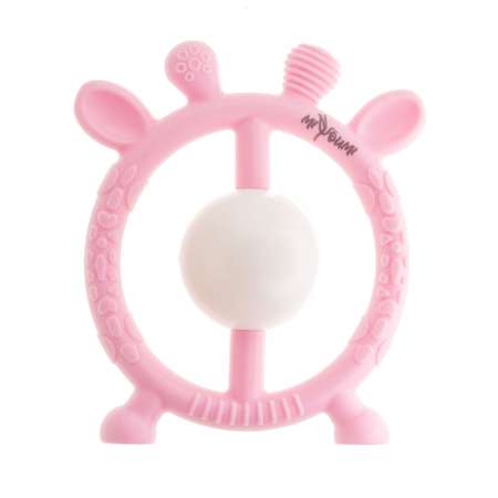 Погремушка-прорезыватель Miyoumi силиконовый Жирафик - Baby pink