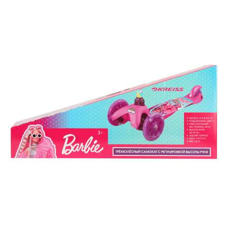 Самокат трехколесный Kreiss Barbie