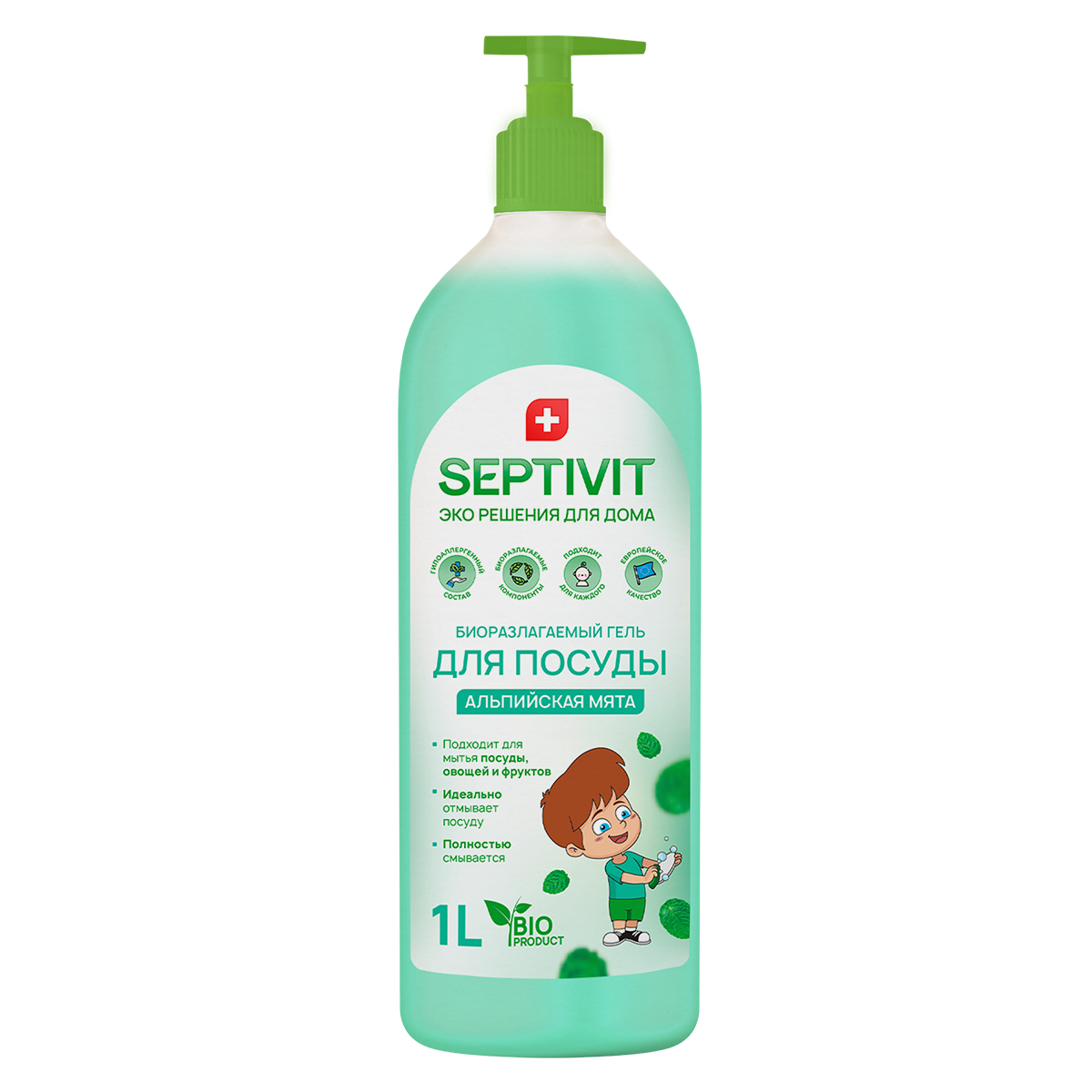 Средство для мытья посуды SEPTIVIT Premium Альпийская мята 1л - фото 1