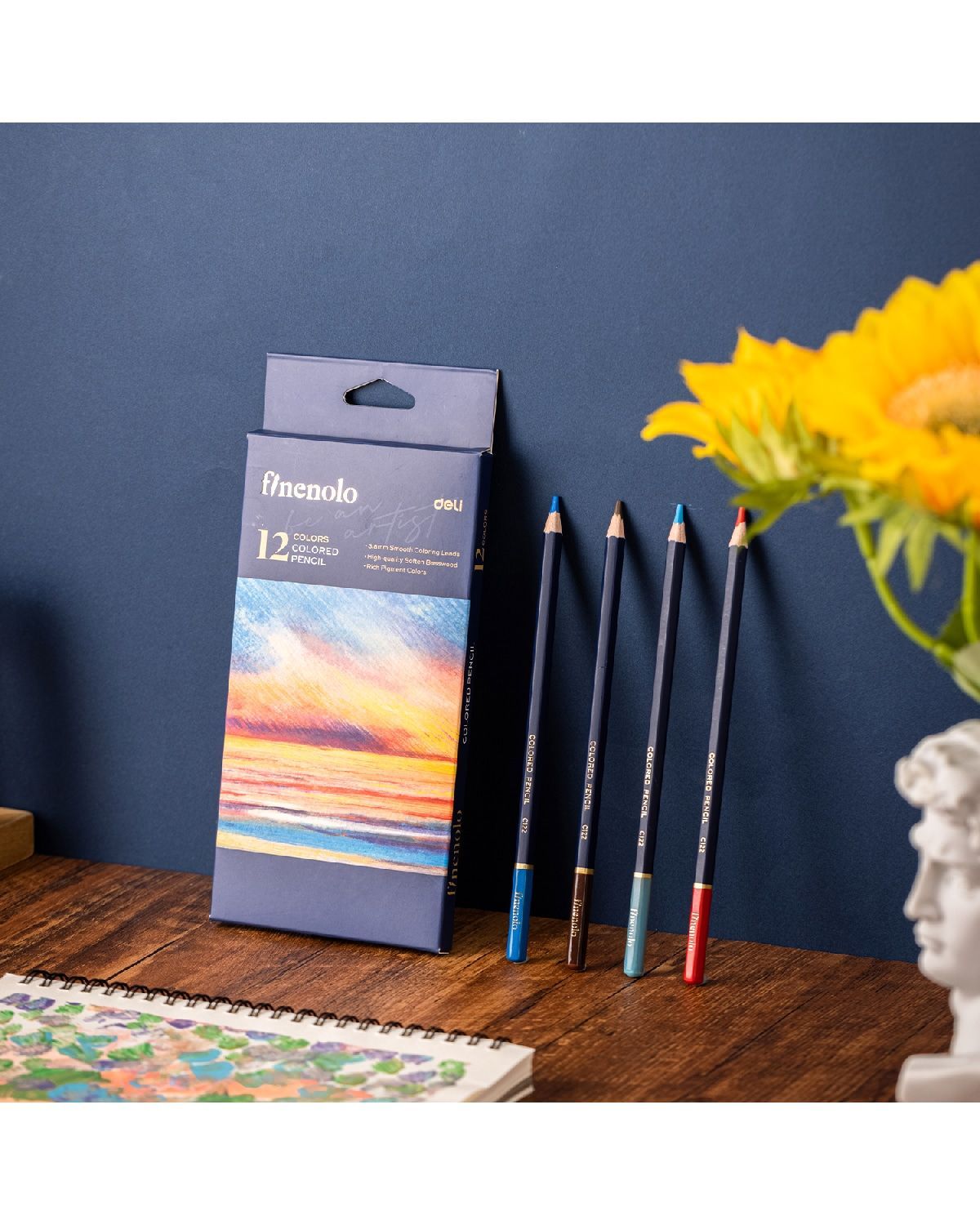 Набор цветных карандашей Finenolo 12 цветов в картонной упаковке - фото 2