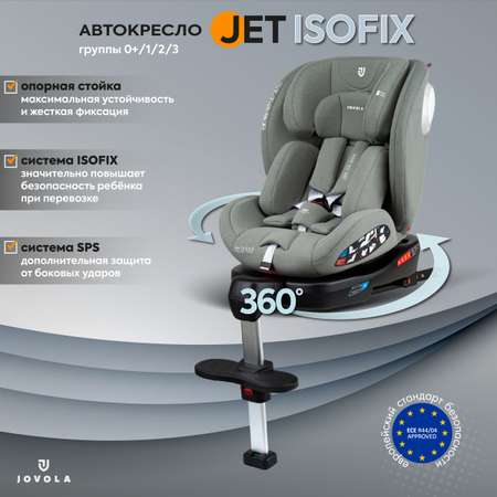 Автокресло JOVOLA Jet Isofix для новорожденных 0-36 кг группа 0+1+2+3 с упором в пол зеленый