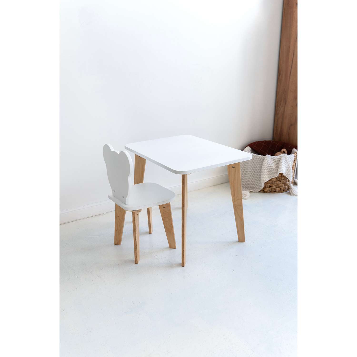 Набор мебели Коняша стол и стул белый - фото 1