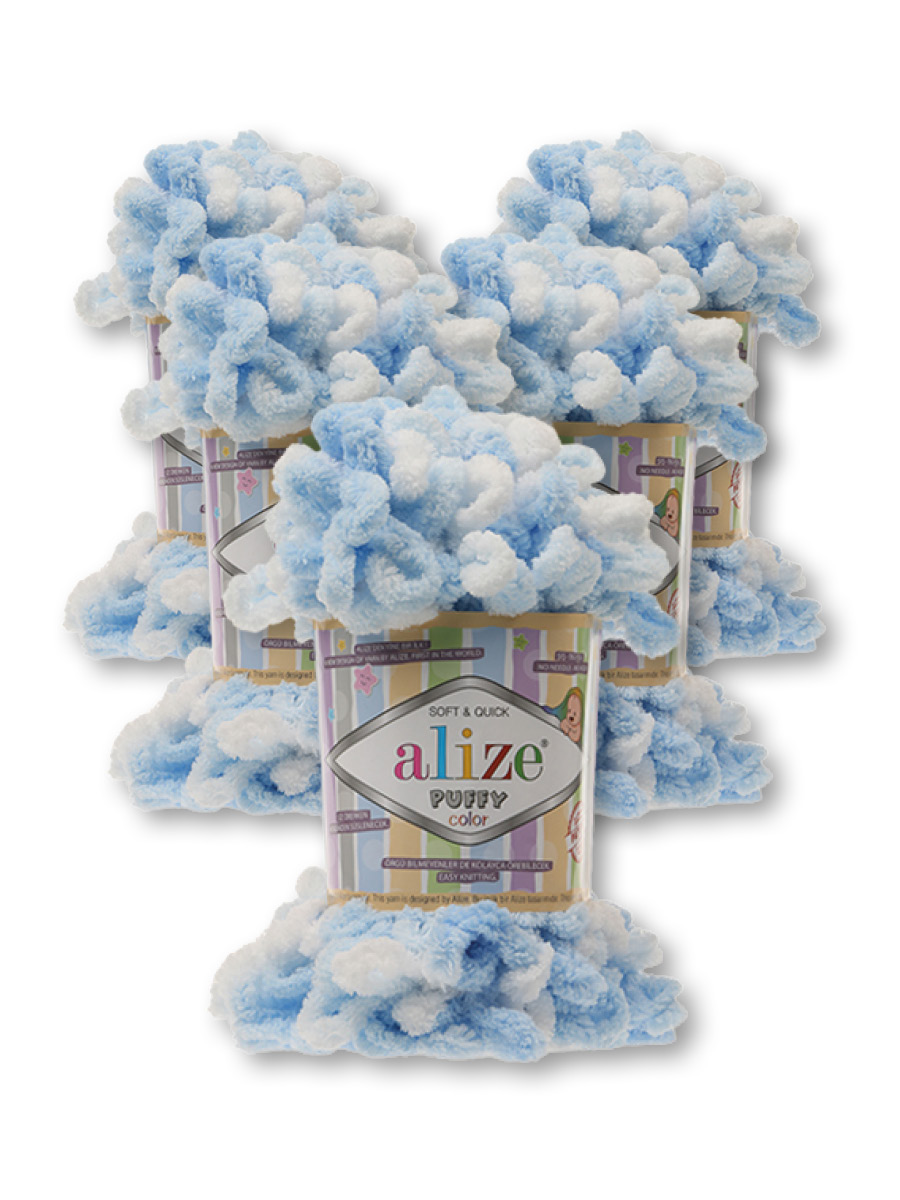 Пряжа для вязания Alize puffy color 100 г 9 м микрополиэстер плюшевая мягкая 5865 секционный 5 мотков - фото 3