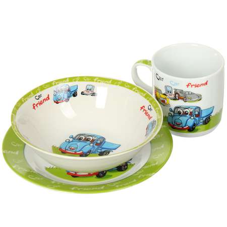 Набор детской посуды Daniks декорированный Синий грузовик 3 предмета керамика
