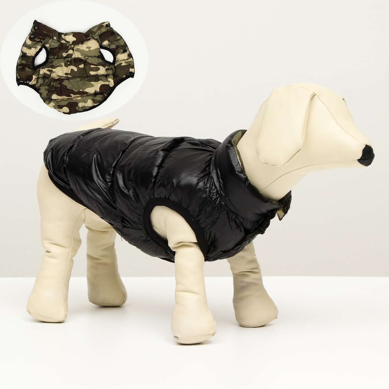 Куртка для собак Sima-Land двухсторонняя чёрная - фото 1