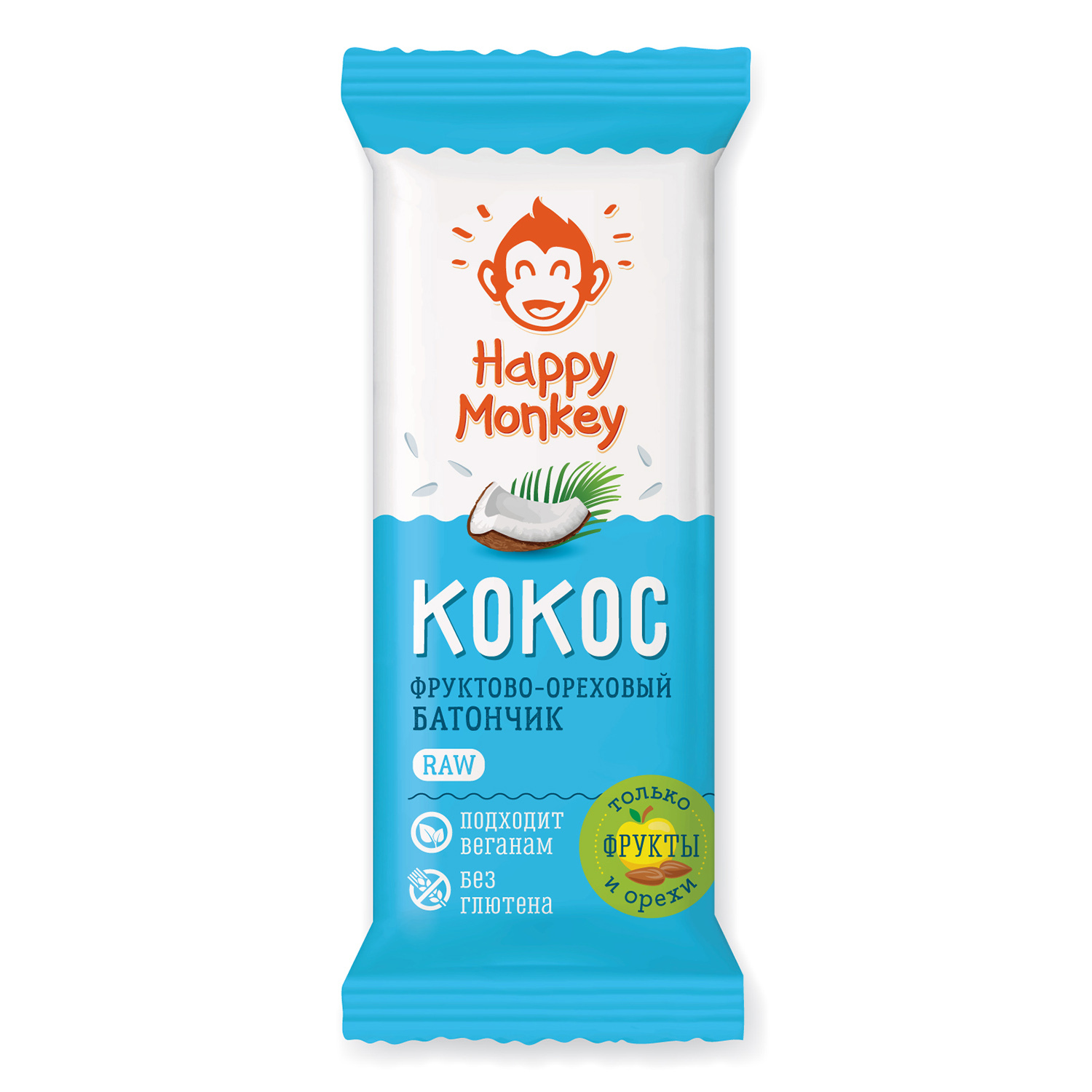 Батончик Happy Monkey фруктовый кокос 30г - фото 1