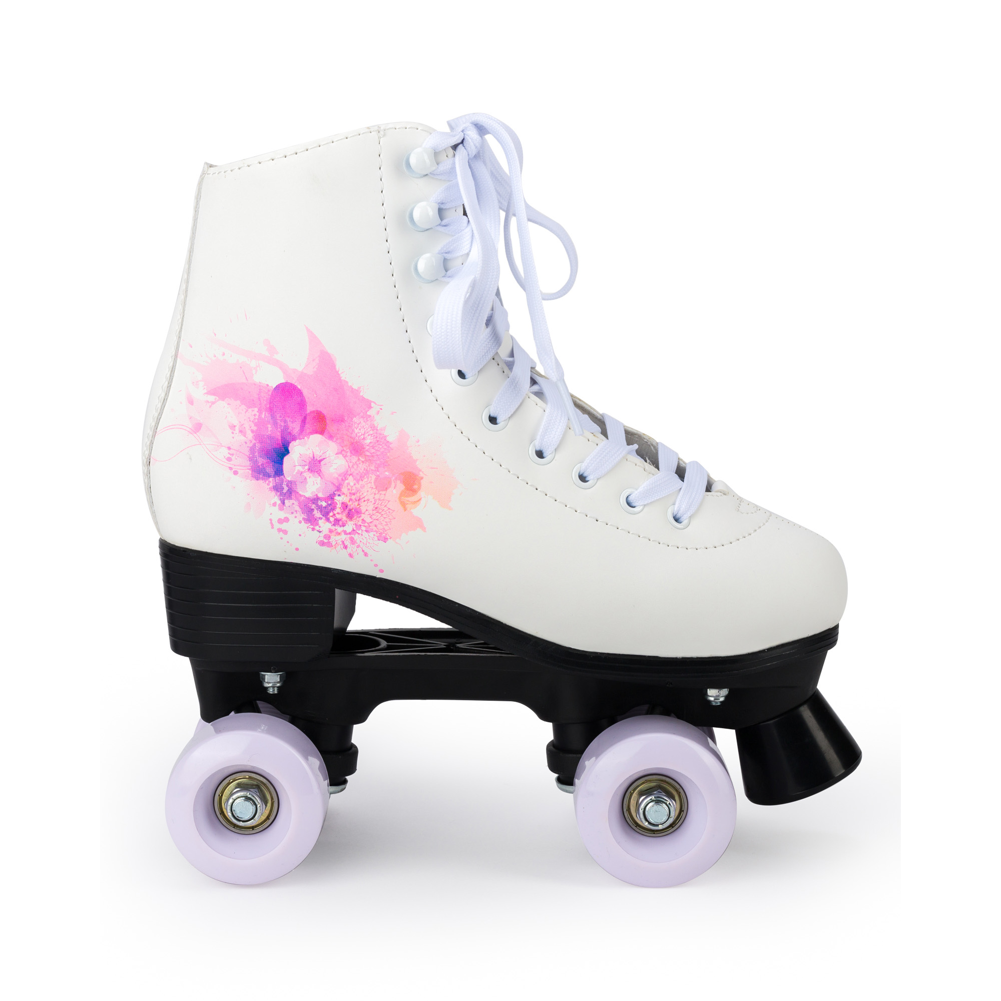Роликовые коньки SXRide Roller skate YXSKT04WPUR36 белые с фиолетово-розовым орнаментом 36 - фото 2