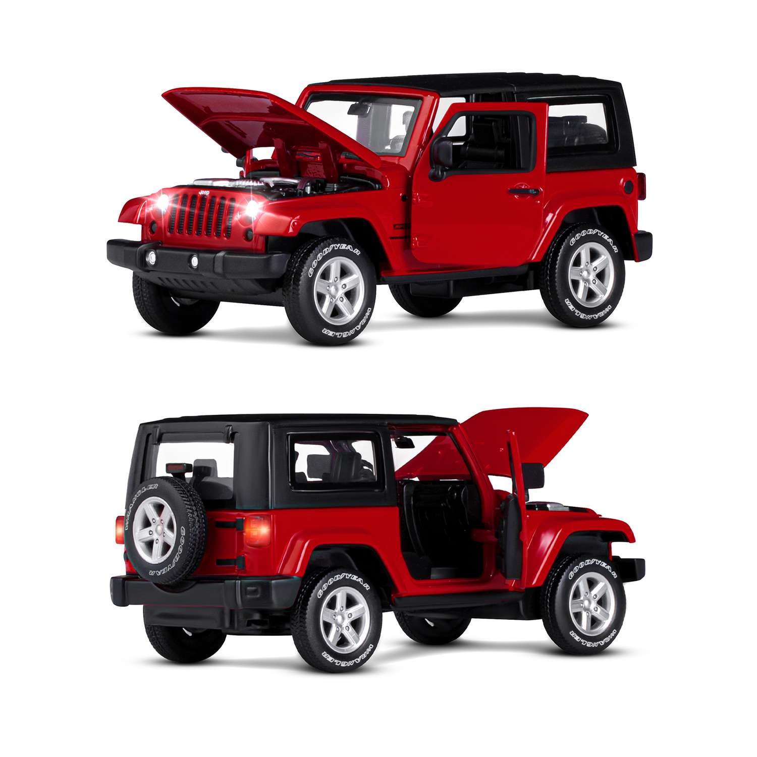 Машинка металлическая АВТОпанорама 1:32 Jeep Wrangler красный инерционная JB1251518 - фото 6