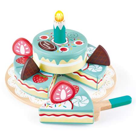 Торт игрушка HAPE Счастливого дня рождения 15 предметов наборе свет звук E3180_HP