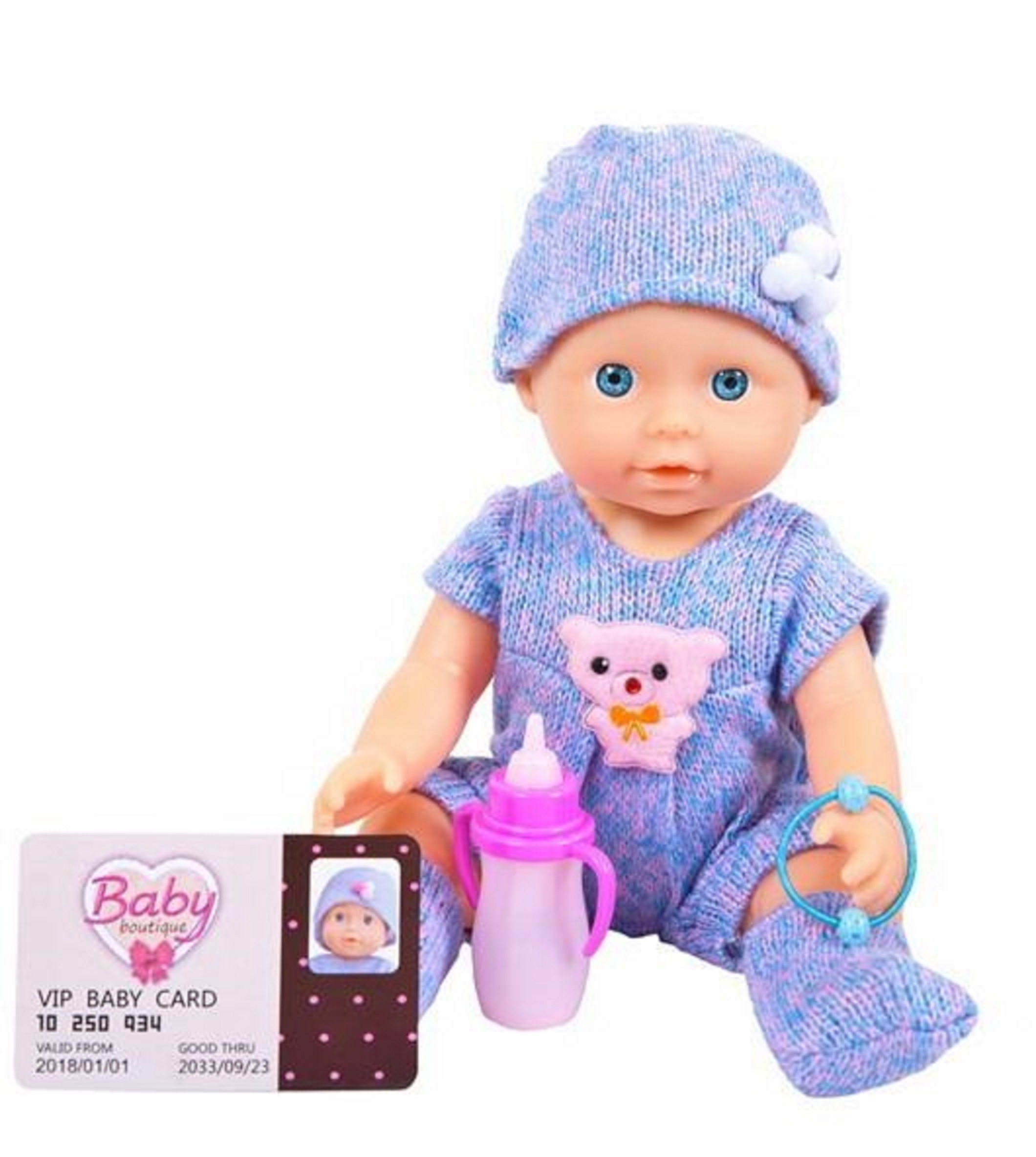 Игровой набор Abtoys Пупс Baby boutique в фиолетовой одежде 25 см, пьет и писает PT-01035/фиолетовая - фото 1