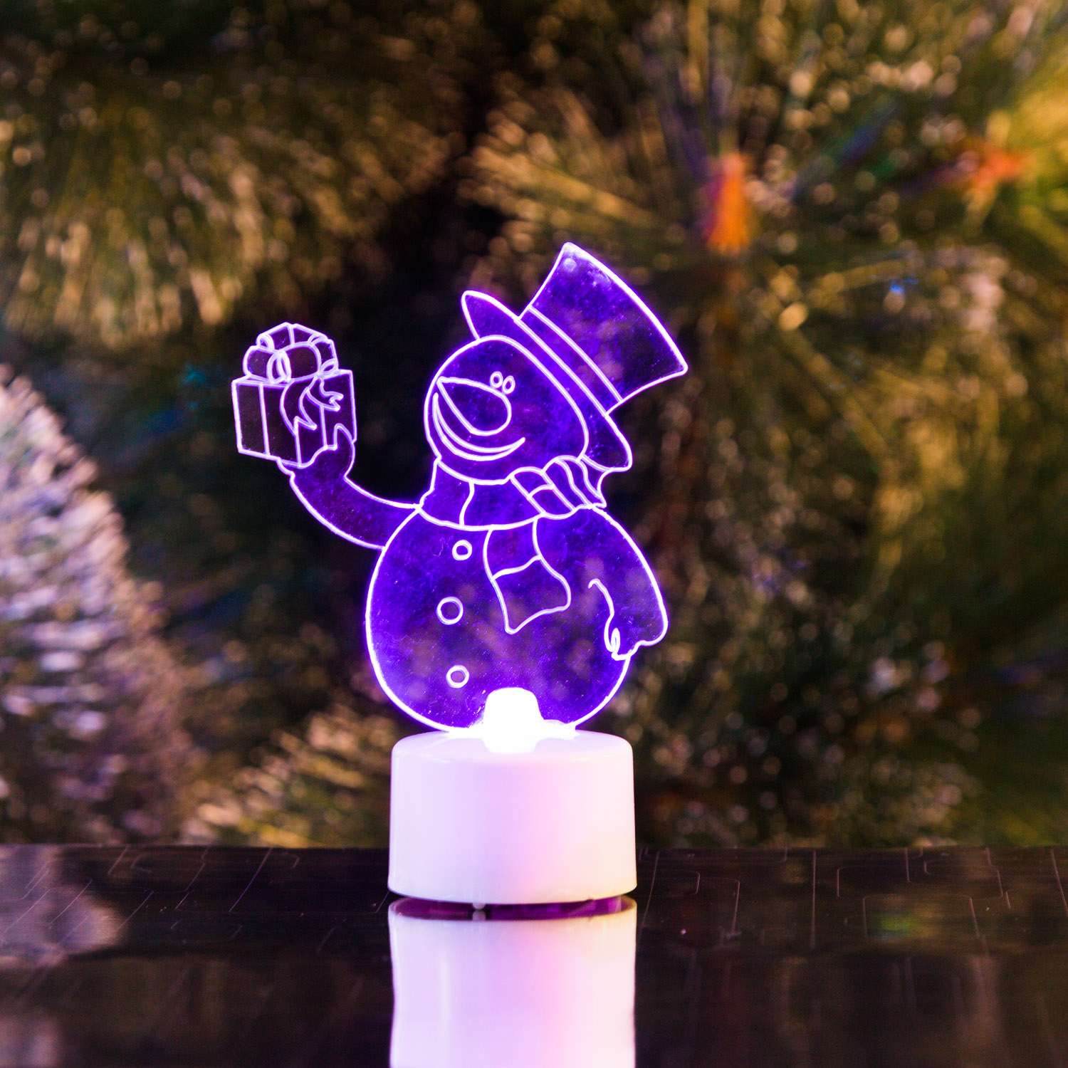 Светодиодная декоративная фигурка-ночник NEON-NIGHT Снеговик с подарком 501-054 - фото 9