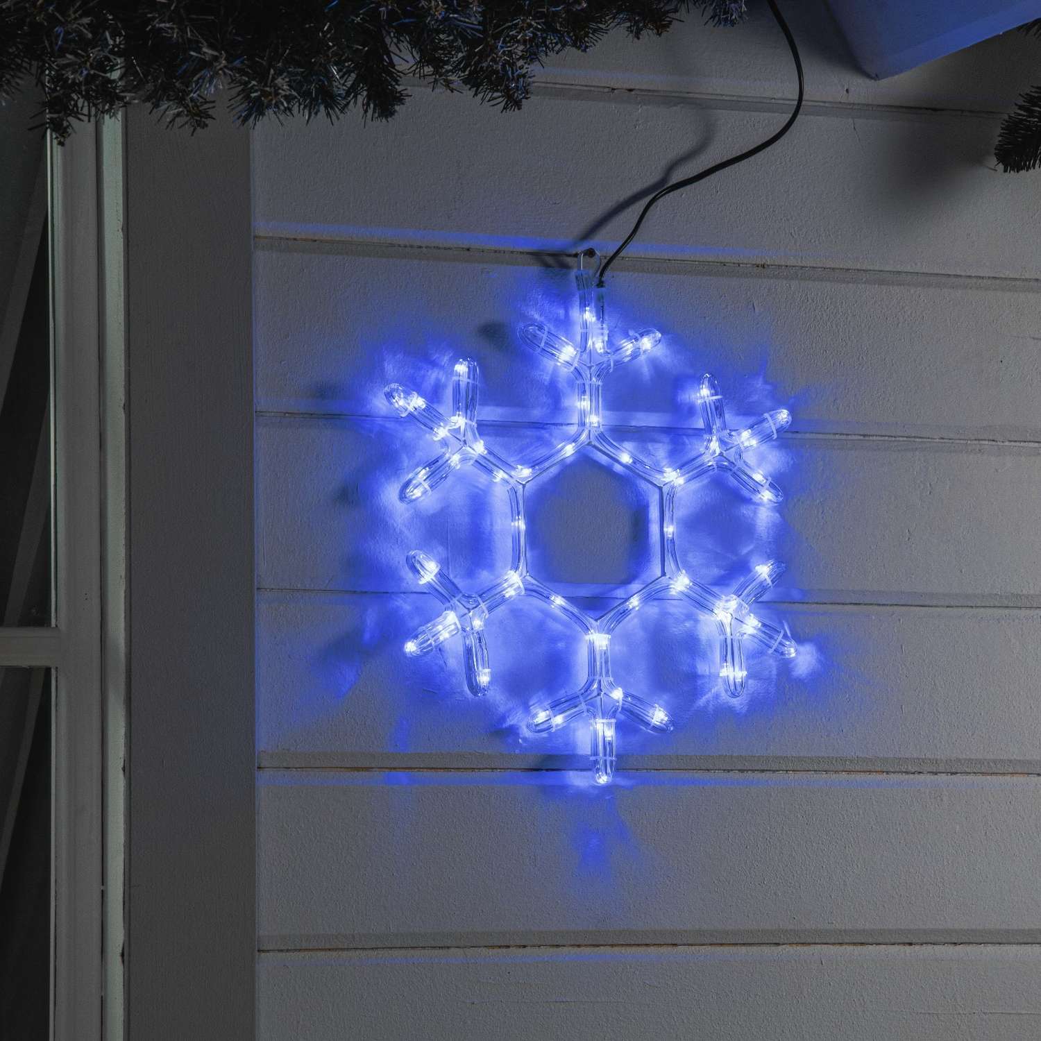 Светодиодная фигура Luazon «Снежинка» 39 см дюралайт 72 LED 220 В мерцание свечение синий/белый - фото 1