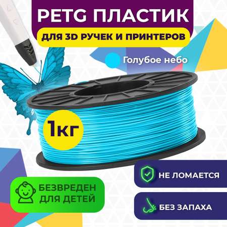 Пластик для 3D печати FUNTASTIQUE PETG 1.75 мм1 кг Голубое небо