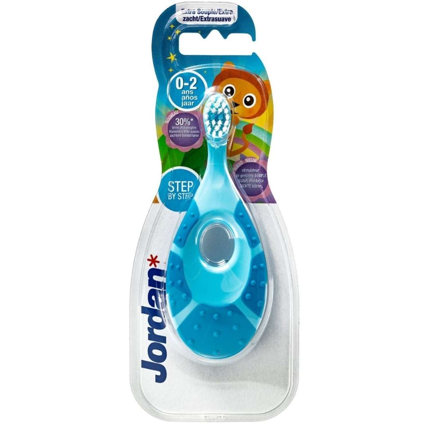 Детская зубная щетка Jordan Step by Step 0-2 голубой с синим - фото 1