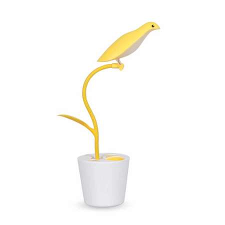 Настольная лампа Keyprods детская с USB-зарядкой и подставкой для ручек желтая птичка