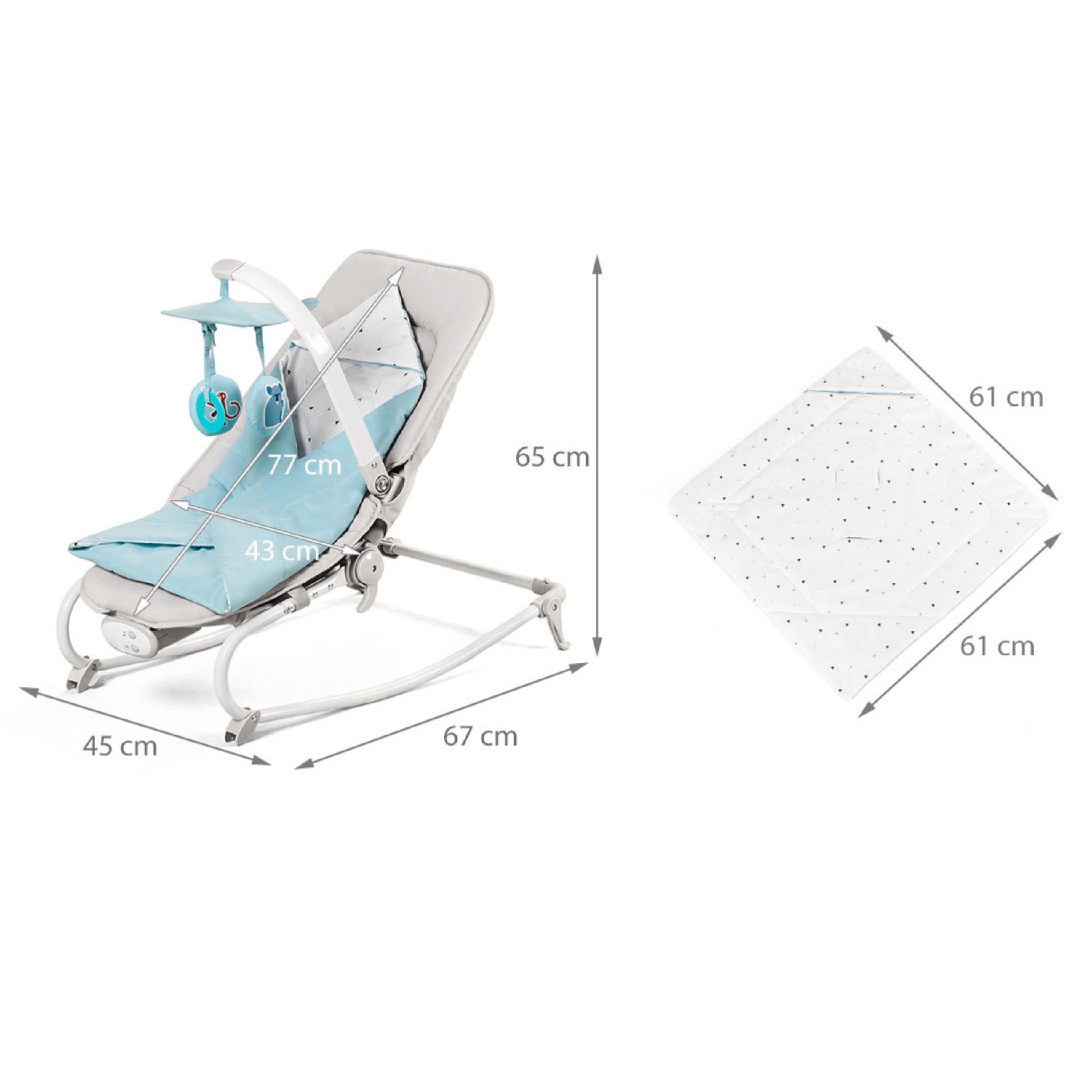 Шезлонг Kinderkraft Felio Light Blue - фото 8