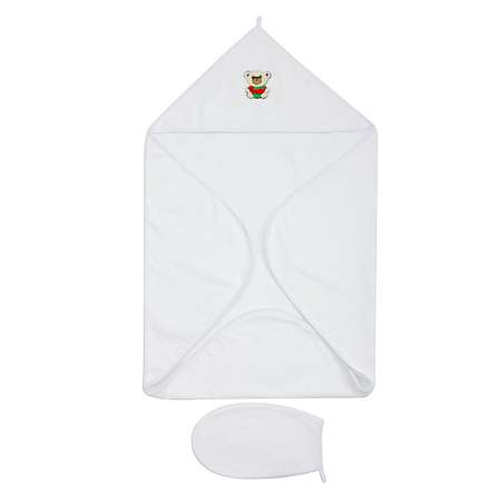 Комплект для купания Forsalon Махровый полотенце и варежка цвет белый