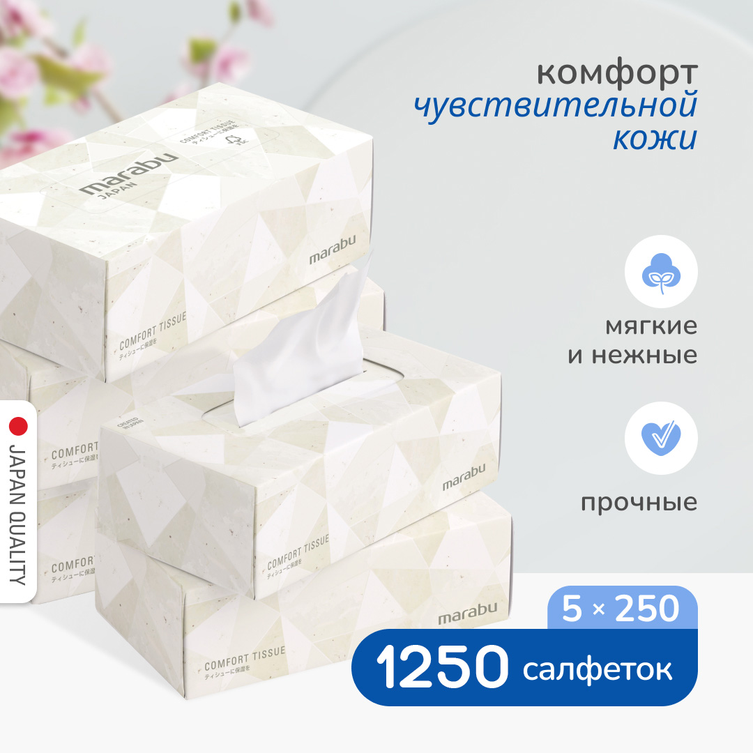 Салфетки бумажные MARABU Comfort Tissue 250 шт (5 упаковок) - фото 1