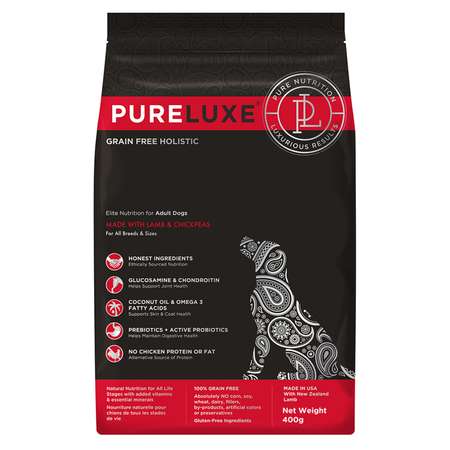 Корм для собак Pureluxe с ягненком и нутом 400г