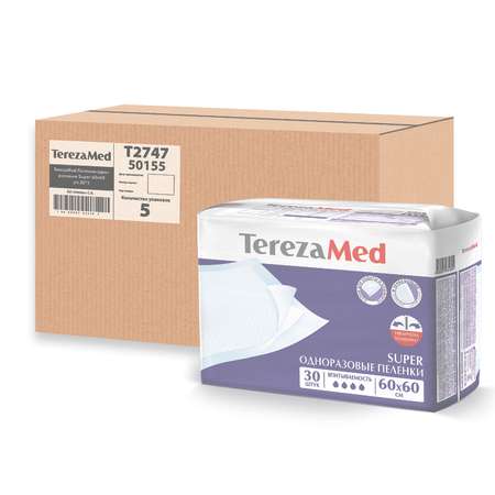 Пеленки TerezaMed впитывающие Super 60x60 5 х 30 шт /150 шт 