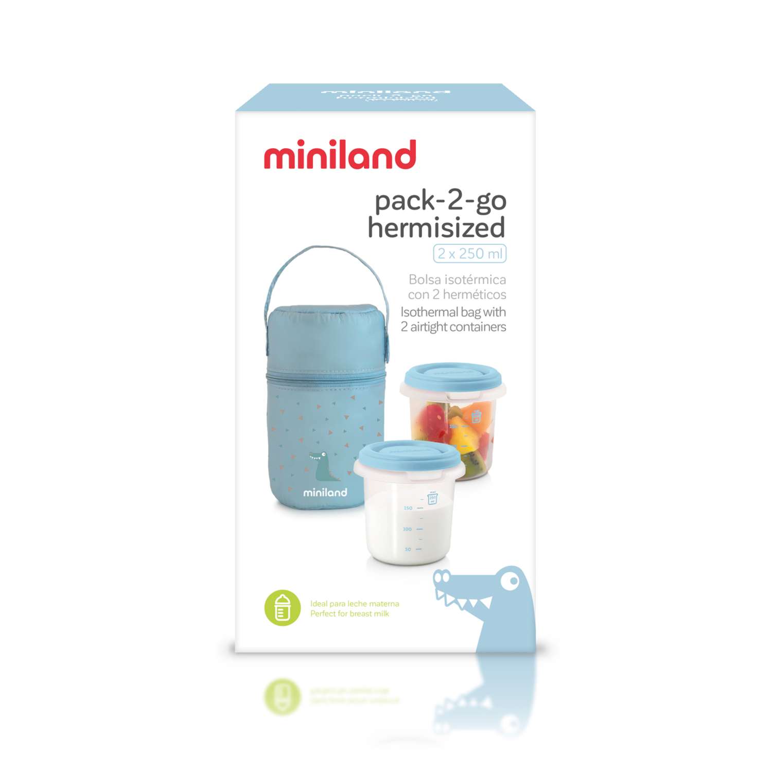 Термосумка Miniland Pack 2 Go HermiSized с двумя контейнерами голубая - фото 4