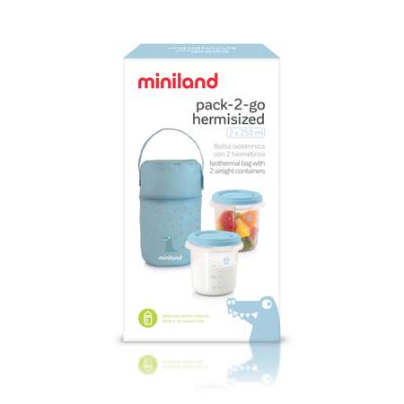 Термосумка Miniland Pack 2 Go HermiSized с двумя контейнерами голубая